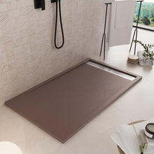 Carregar imagem no visualizador da galeria, Base de chuveiro RELAX em resina de mármore marrom com efeito de pedra de cimento