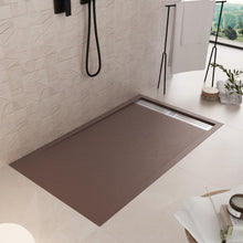 Carregar imagem no visualizador da galeria, Base de chuveiro RELAX em resina de mármore marrom com efeito de pedra de cimento