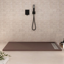 Carregar imagem no visualizador da galeria, Base de chuveiro RELAX em resina de mármore marrom com efeito de pedra de cimento