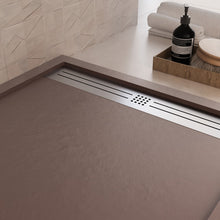 Carregar imagem no visualizador da galeria, Base de chuveiro RELAX em resina de mármore marrom com efeito de pedra de cimento