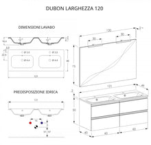 Carregar imagem no visualizador da galeria, Armário de parede branco de 120 cm com pia de superfície sólida
