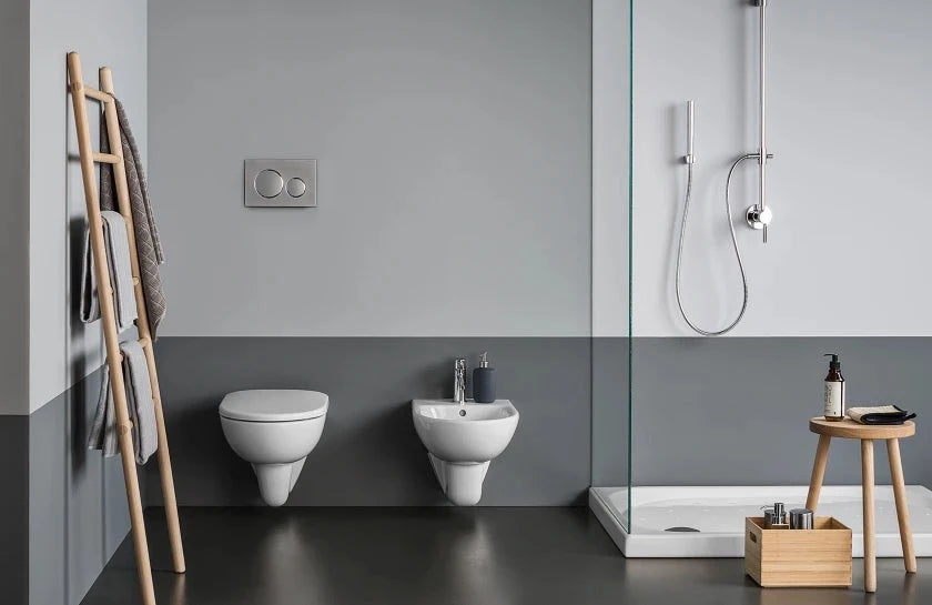 Sanita e bidé suspensos Geberit Selnova Compact, compactos, sem rebordo