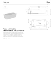 Carregar imagem no visualizador da galeria, BANHEIRAS | DEA | Banheira assimétrica 180x80x61cm, lado curvo à direita
