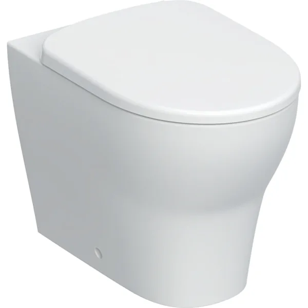Conjunto de sanita de chão Geberit Selnova, sanita de descarga, encostada à parede, saída horizontal ou vertical, fixação oculta, Rimfree, com assento sanitário