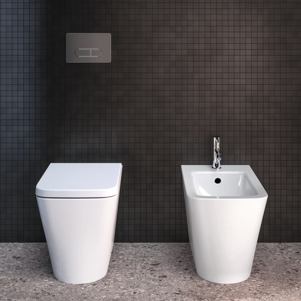 Ideal Standard coppia sanitario Vaso  e bidet a terra universale ﬁlo parete AquaBlade®