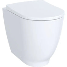 Carica l&#39;immagine nel visualizzatore di Gallery, Coppia sanitari  a pavimento a cacciata Geberit Acanto, rialzato, a filo parete, fissaggio nascosto, Rimfree, con sedile del vaso
