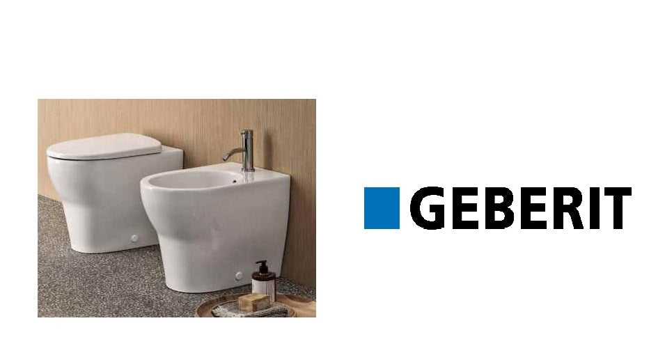 Coppia sanitari   Set vaso a pavimento a Geberit Selnova, vaso a cacciata, a filo parete,
