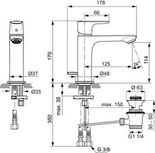 Carregar imagem no visualizador da galeria, Ideal Standard TAPS | CONNECT AIR | Misturador monocomando grande para lavatório
