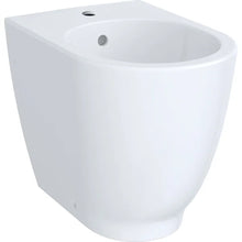 Carica l&#39;immagine nel visualizzatore di Gallery, Coppia sanitari  a pavimento a cacciata Geberit Acanto, rialzato, a filo parete, fissaggio nascosto, Rimfree, con sedile del vaso
