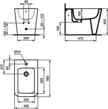 Carica l&#39;immagine nel visualizzatore di Gallery, Ideal Standard coppia sanitario Vaso  e bidet a terra universale ﬁlo parete AquaBlade®
