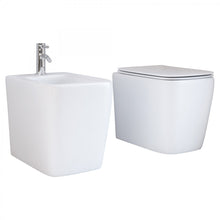 Carica l&#39;immagine nel visualizzatore di Gallery, Coppia Sanitari Filo Muro Quadrati Ceramica | Street
