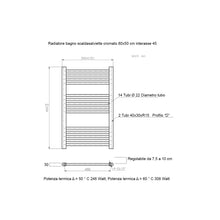 Carregar imagem no visualizador da galeria, Aquecedor de toalhas para radiador 80x50 cromado distância central 45 cm 
