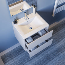 Carica l&#39;immagine nel visualizzatore di Gallery, Mobile Bagno Sospeso Bianco 60cm Con Specchio ALBA-60
