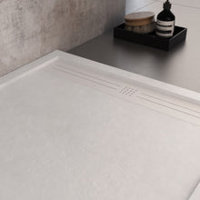 Carregar imagem no visualizador da galeria, Base de chuveiro GRID em resina de mármore branco com efeito de pedra de cimento 

