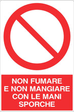 Carregar imagem no visualizador da galeria, Placa de alumínio 50x33,3 cm: Não fume nem coma com as mãos sujas. 
