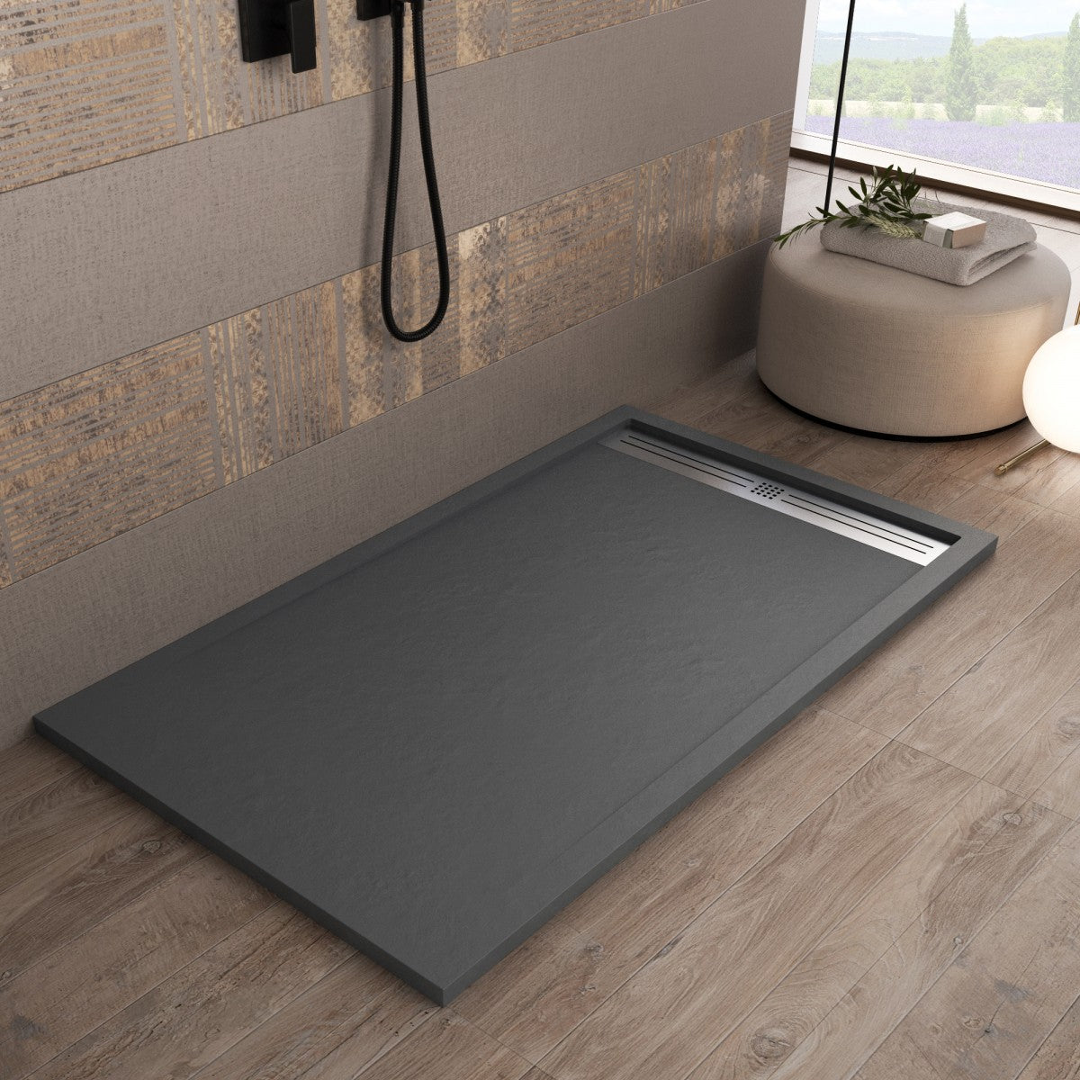 Piatto Doccia In Marmoresina Grigio Scuro Effetto Pietra Cemento RELAX