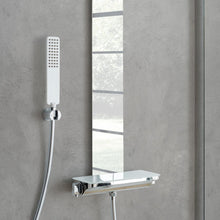 Carica l&#39;immagine nel visualizzatore di Gallery, Colonna Doccia PIEMONTE In Acciaio Inox Effetto Specchio Silver Con Mensola
