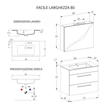 Carica l'immagine nel visualizzatore di Gallery, Mobile Bagno Sospeso 80cm Con Specchiera Olmo Bianco FACILE
