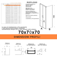 Carregar imagem no visualizador da galeria, Box de banheiro de três lados sem perfis transparente 6mm H195 DOBLA
