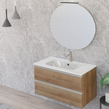 Carica l'immagine nel visualizzatore di Gallery, Mobile Bagno Sospeso 80cm Con Specchio Rovere Farnia DUBON

