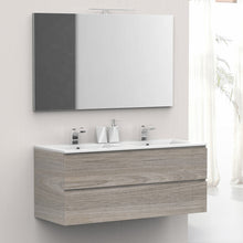 Carica l'immagine nel visualizzatore di Gallery, Mobile Bagno Sospeso Doppio Lavabo 120cm Rovere Leder
