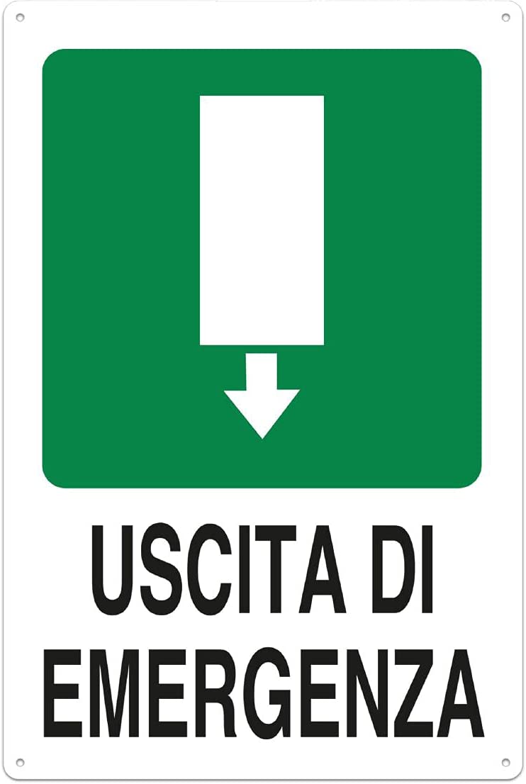 Placa de saída de emergência acima da porta 15X20