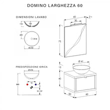 Carregar imagem no visualizador da galeria, Armário de banheiro suspenso de 60 cm com acabamento em carvalho e espelho DOMINO
