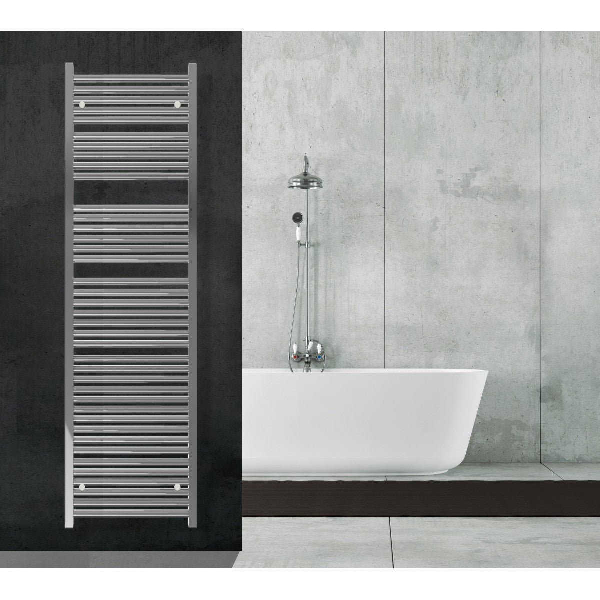 Aquecedor de toalhas para radiador 180x60 cromado distância central 55 cm 