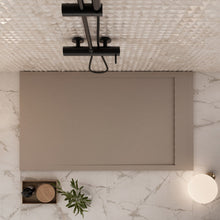 Carregar imagem no visualizador da galeria, Base de chuveiro PRESTIGE em resina de mármore cinza Dove com efeito de pedra-cimento 
