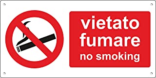 VIETATO FUMARE Cartello di emergenza e sicurezza in alluminio composito 12x33