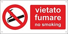Carica l&#39;immagine nel visualizzatore di Gallery, VIETATO FUMARE Cartello di emergenza e sicurezza in alluminio composito 12x33

