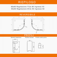 Carica l&#39;immagine nel visualizzatore di Gallery, Box Doccia Semicircolare Trasparente Senza Telaio 6mm 195 ICON
