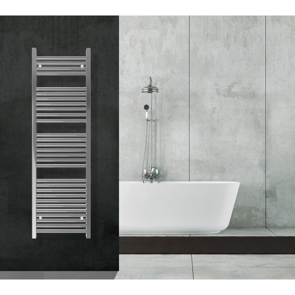 Aquecedor de toalhas para radiador 150x50 cromado distância central 45 cm 