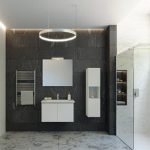 Carregar imagem no visualizador da galeria, Móvel de banheiro suspenso de 80 cm em lariço branco com coluna DUO-219C-BL 
