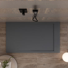 Carica l&#39;immagine nel visualizzatore di Gallery, Piatto Doccia In Marmoresina Grigio Scuro Effetto Pietra Cemento PRESTIGE
