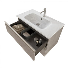 Carica l'immagine nel visualizzatore di Gallery, Mobile Bagno Sospeso 80cm Con Specchio Cemento Grigio Caldo DUBON
