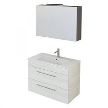 Carica l'immagine nel visualizzatore di Gallery, Mobile Bagno Sospeso 80cm Con Specchiera Olmo Bianco FACILE
