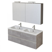 Carica l'immagine nel visualizzatore di Gallery, Mobile Bagno Sospeso 120cm Con Specchiera Cemento Grigio Caldo DUBON

