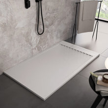 Carica l&#39;immagine nel visualizzatore di Gallery, Piatto Doccia In Marmo resina Bianco Effetto Pietra Cemento PRESTIGE
