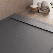 Carica l&#39;immagine nel visualizzatore di Gallery, Piatto Doccia In Marmoresina Grigio Scuro Effetto Pietra Cemento PRESTIGE
