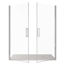 Carregar imagem no visualizador da galeria, Porta de chuveiro articulada SALEMA DUO com nicho, vidro de 6 mm H195 anti-calcário 
