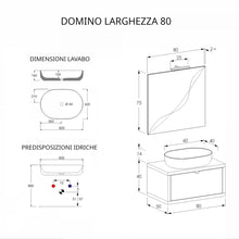 Carica l&#39;immagine nel visualizzatore di Gallery, Mobile Bagno Sospeso 80cm Rovere Farnia Con Specchio DOMINO
