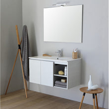 Carregar imagem no visualizador da galeria, Armário de banheiro suspenso Promenade branco de 90 cm com espelho ALBA 90
