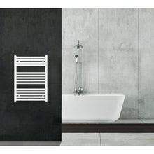 Carregar imagem no visualizador da galeria, Aquecedor de toalhas para radiador 80x60 branco distância central 55 cm 
