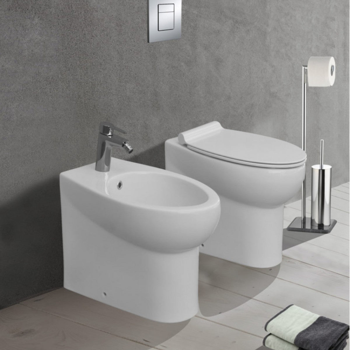 Sanitari A Pavimento Filo Muro Colore Bianco Serie Glacier