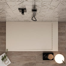 Carregar imagem no visualizador da galeria, Base de chuveiro PRESTIGE em resina de mármore creme com efeito de cimento-pedra 
