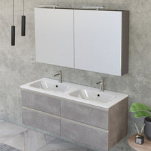 Carica l'immagine nel visualizzatore di Gallery, Mobile Bagno Sospeso 120cm Con Specchiera Cemento Grigio Caldo DUBON
