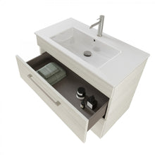 Carica l'immagine nel visualizzatore di Gallery, Mobile Bagno Sospeso 80cm Con Specchiera Olmo Bianco FACILE
