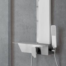 Carica l&#39;immagine nel visualizzatore di Gallery, Colonna Doccia TRENTO In Acciaio Inox Con Mensola E Decorazione In Pietra
