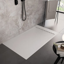 Carica l&#39;immagine nel visualizzatore di Gallery, Piatto Doccia In Marmo resina Bianco Effetto Pietra Cemento PRESTIGE
